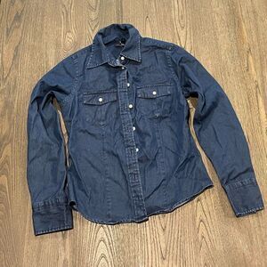 COPY Land's End Denim Chambray Button Front Blouse Size XS-S